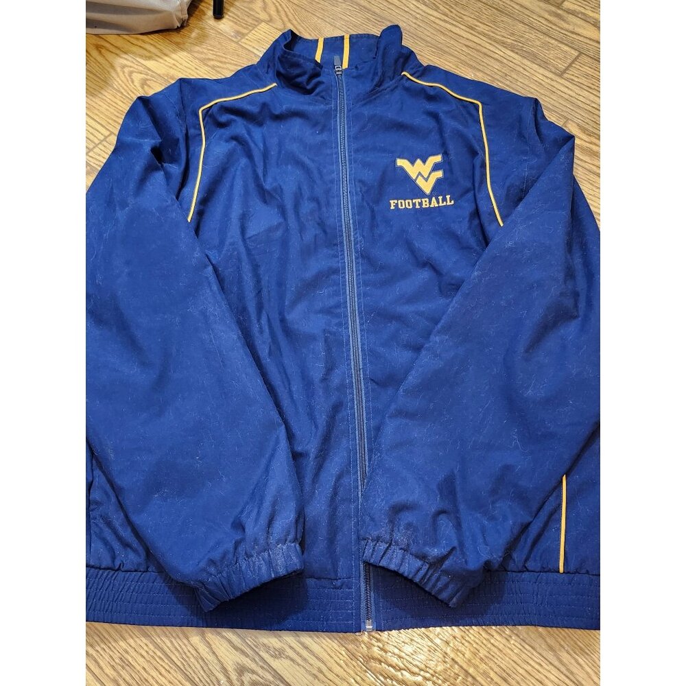 West Virginia University WVU Football Jacket Full Zip Large Russell Athletics